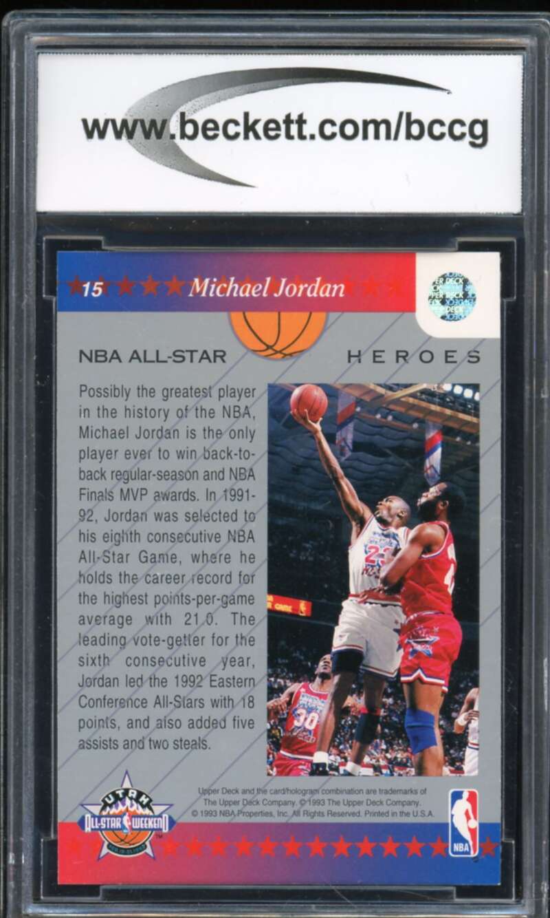 1992-93 Upper Deck All-Star Weekend #15 Michael Jordan Card BGS BCCG 10 Mint+ Image 2