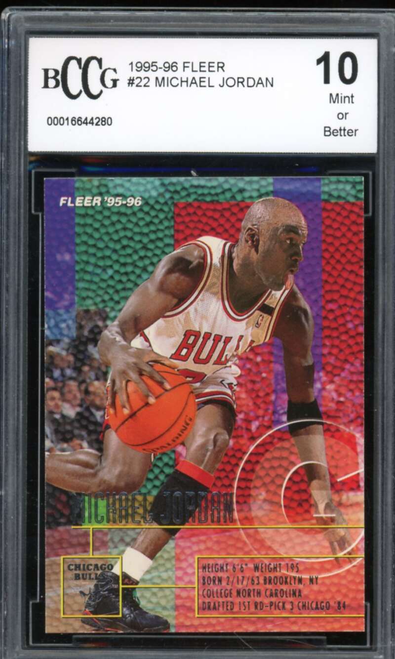 1995-96 Fleer #22 Michael Jordan Card BGS BCCG 10 Mint+ Image 1