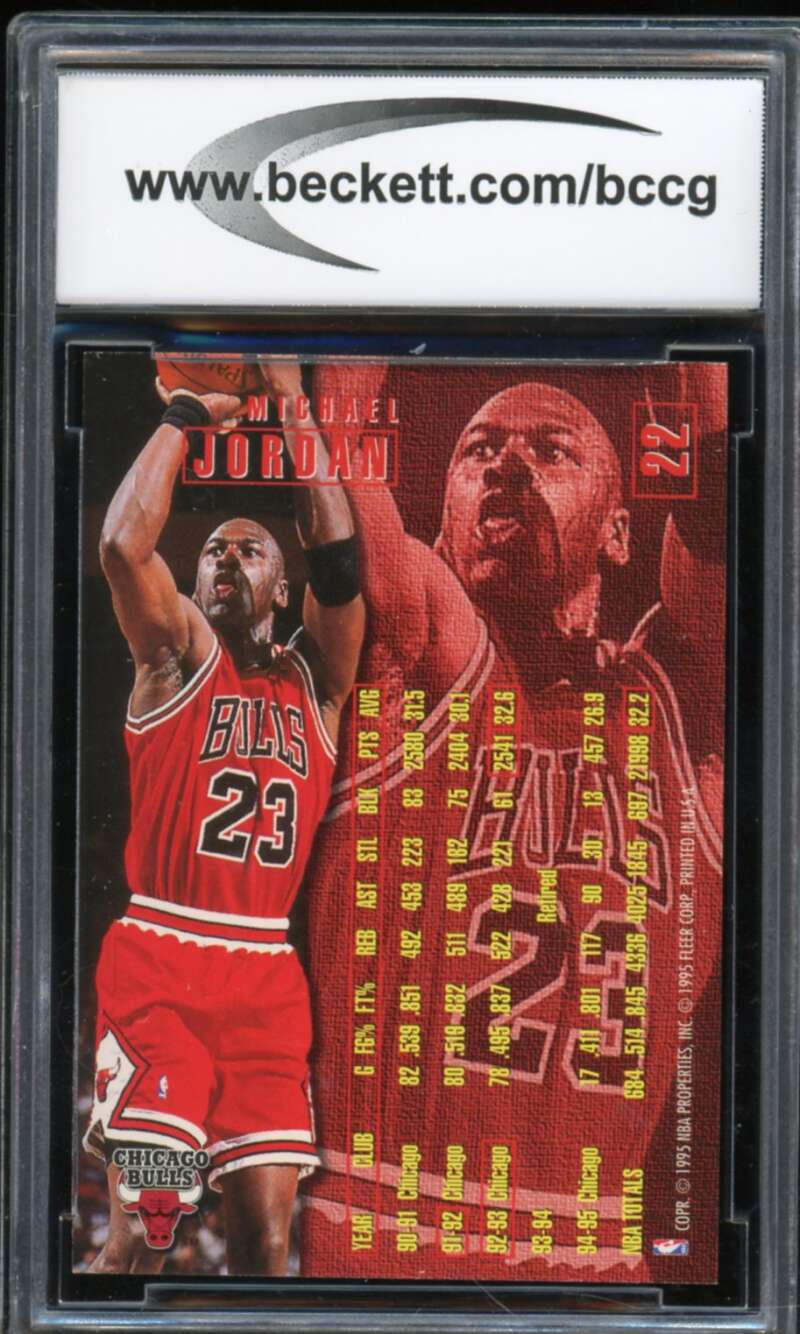 1995-96 Fleer #22 Michael Jordan Card BGS BCCG 10 Mint+ Image 2