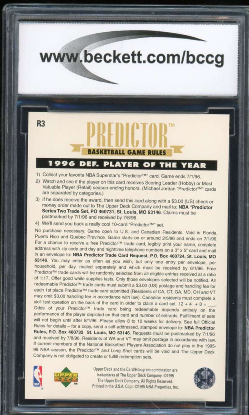 1995-96 Upper Deck Predictor MVP #R3 Michael Jordan Card BGS BCCG 10 Mint+ Image 2