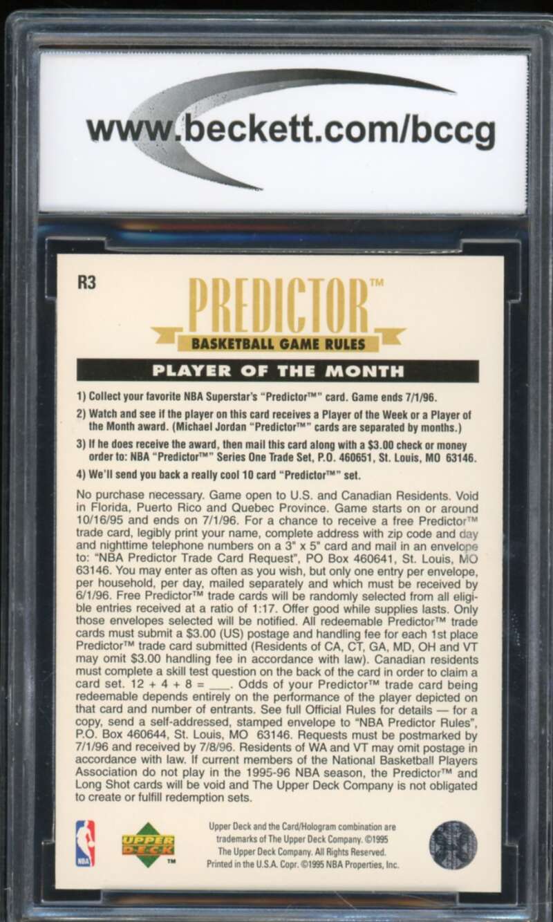 1995-96 Upper Deck Predictor Player Month #R3 Michael Jordan BGS BCCG 10 Mint+ Image 2