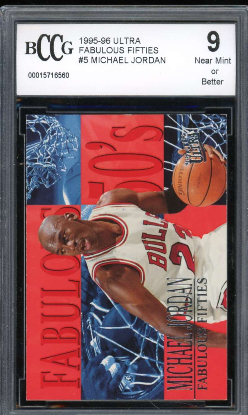 1995-96 Ultra Fabulous Fifties #5 Michael Jordan Card BGS BCCG 9 Near Mint+ Image 1