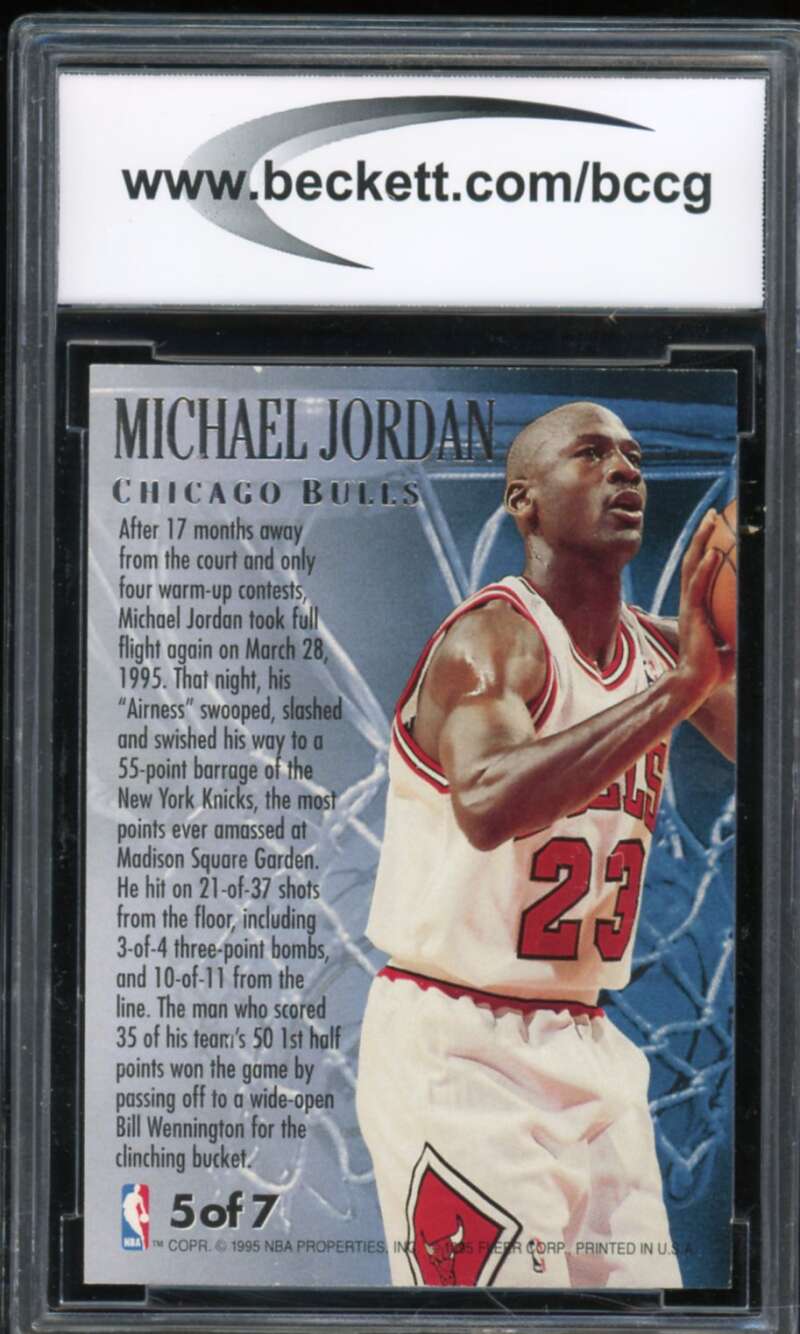 1995-96 Ultra Fabulous Fifties #5 Michael Jordan Card BGS BCCG 9 Near Mint+ Image 2