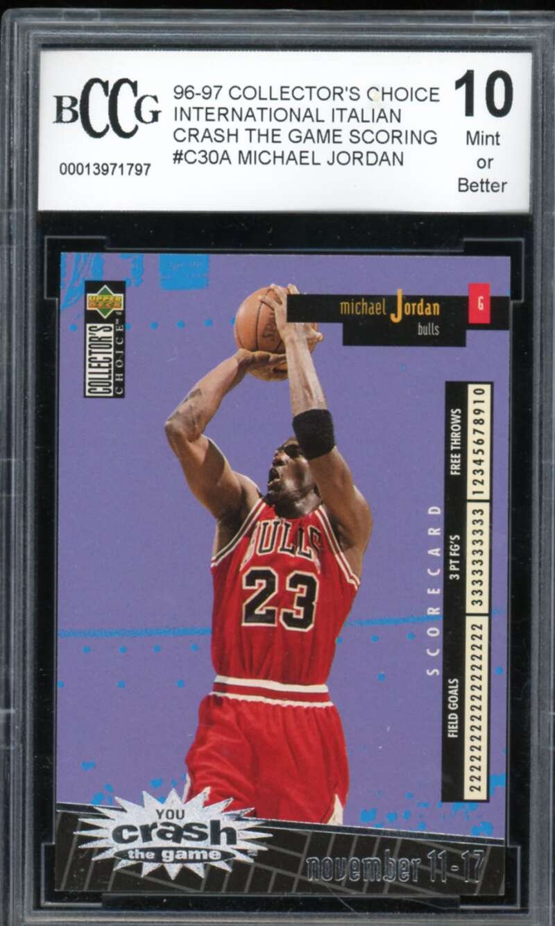 1996-97 CC International Italian #C30A Michael Jordan Card BGS BCCG 10 Mint+ Image 1