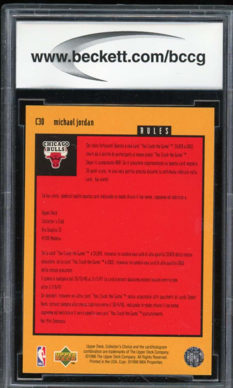 1996-97 CC International Italian #C30A Michael Jordan Card BGS BCCG 10 Mint+ Image 2