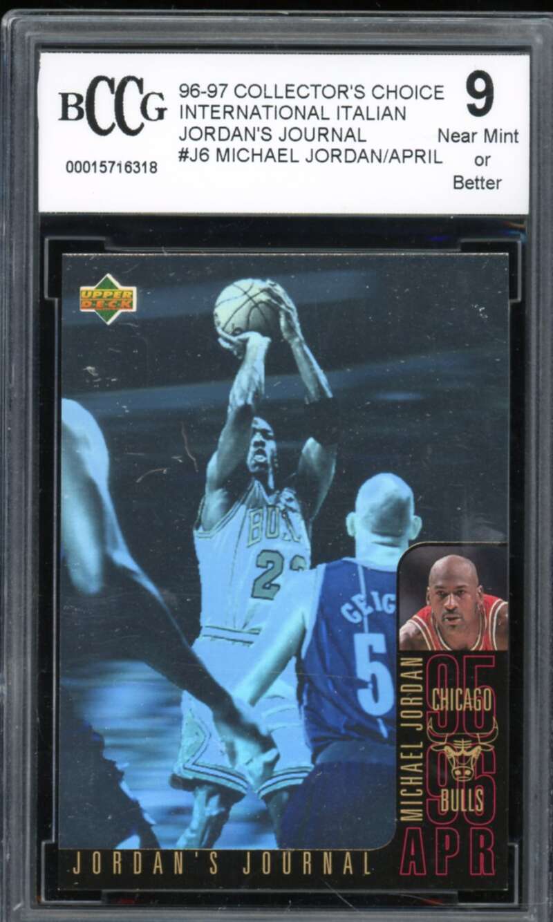 1996-97 CC International Italian #J6 Michael Jordan Card BGS BCCG 9 Near Mint+ Image 1