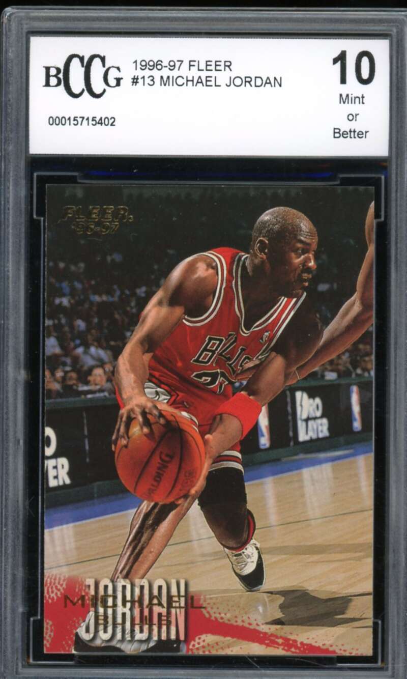 1996-97 Fleer #13 Michael Jordan Card BGS BCCG 10 Mint+ Image 1