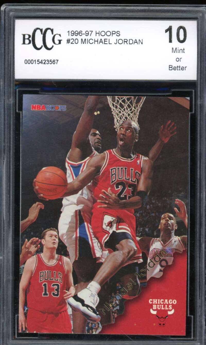 1996-97 Hoops #20 Michael Jordan Card BGS BCCG 10 Mint+ Image 1