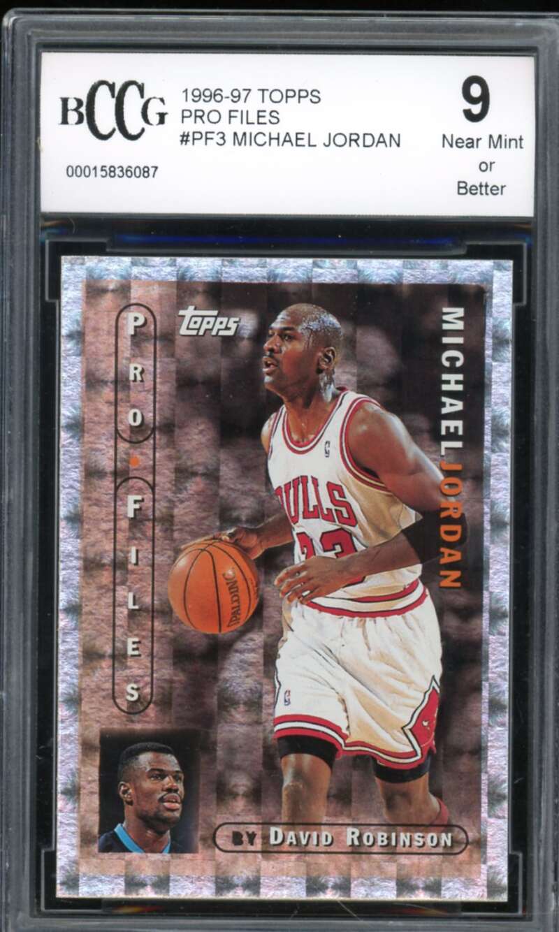 1996-97 Topps Pro Files #pf3 Michael Jordan Card BGS BCCG 9 Near Mint+ Image 1