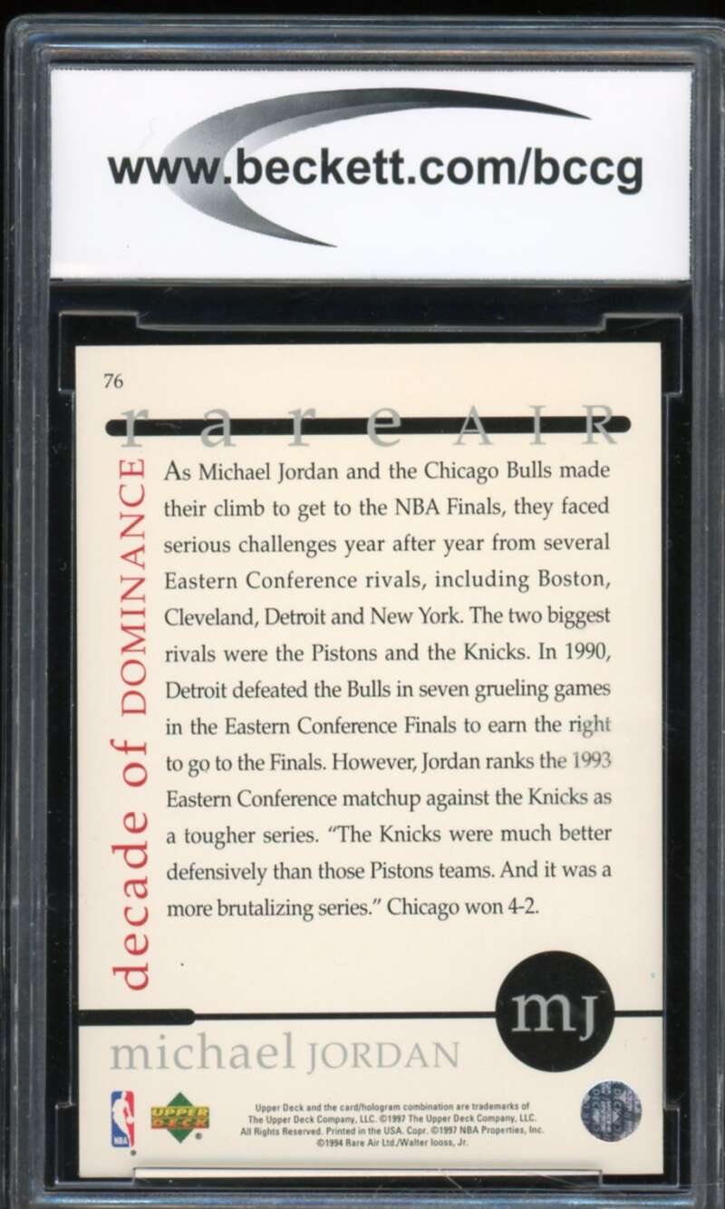 1997-98 Upper Deck #76 Michael Jordan Card BGS BCCG 10 Mint+ Image 2