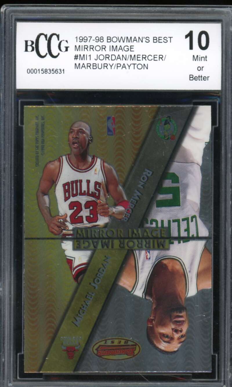 1997-98 Bowman's Best Mirror Image #MI1 Michael Jordan Card BGS BCCG 10 Mint+ Image 1