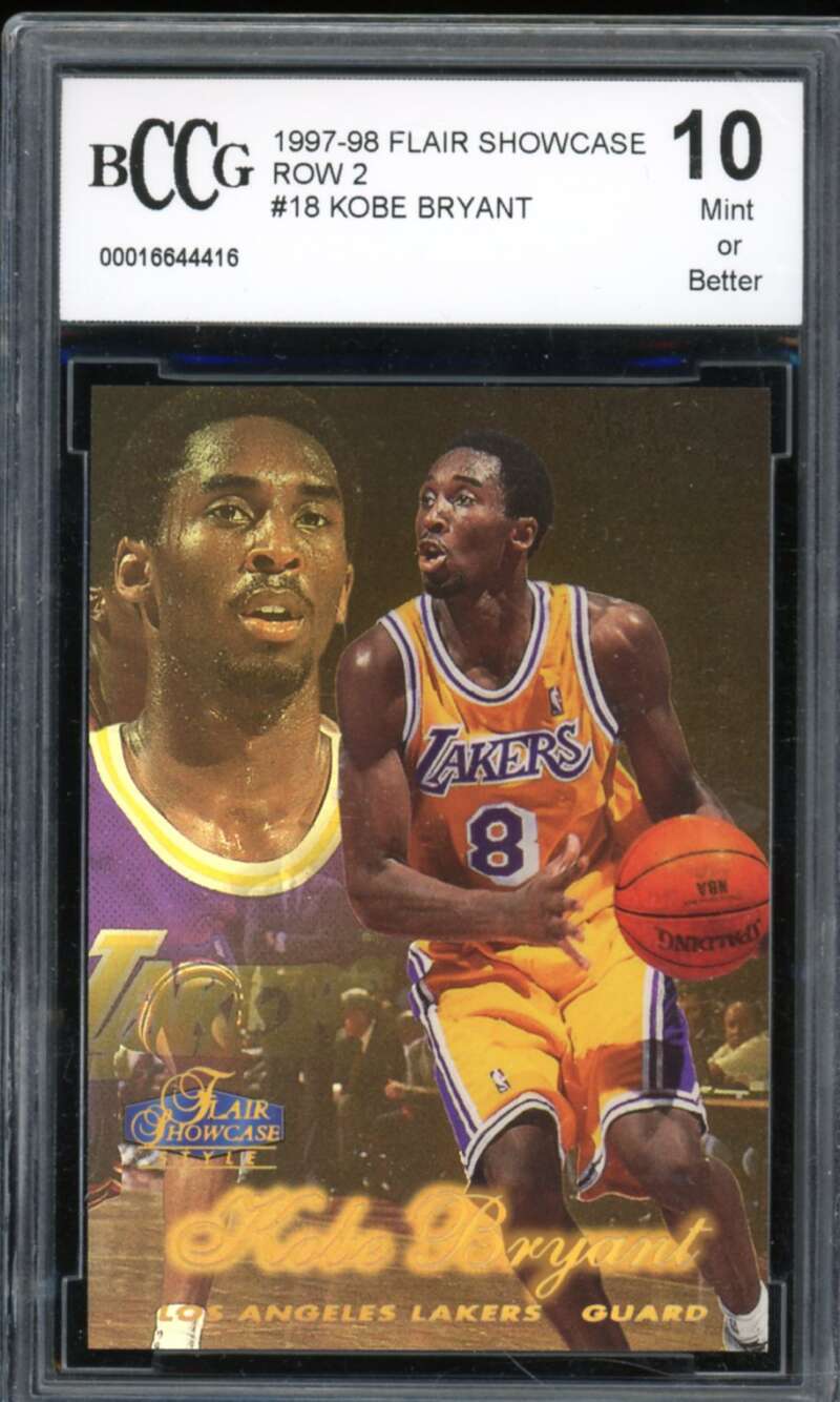 1997-98 Flair Showcase Row 2 #18 Kobe Bryant Card BGS BCCG 10 Mint+ Image 1