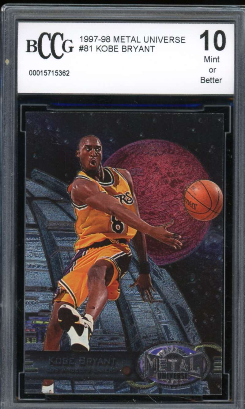 1997-98 Metal Universe #81 Kobe Bryant Card BGS BCCG 10 Mint+ Image 1