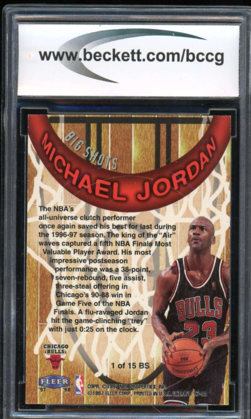 1997-98 Ultra Big Shots #1 Michael Jordan Card BGS BCCG 10 Mint+ Image 2
