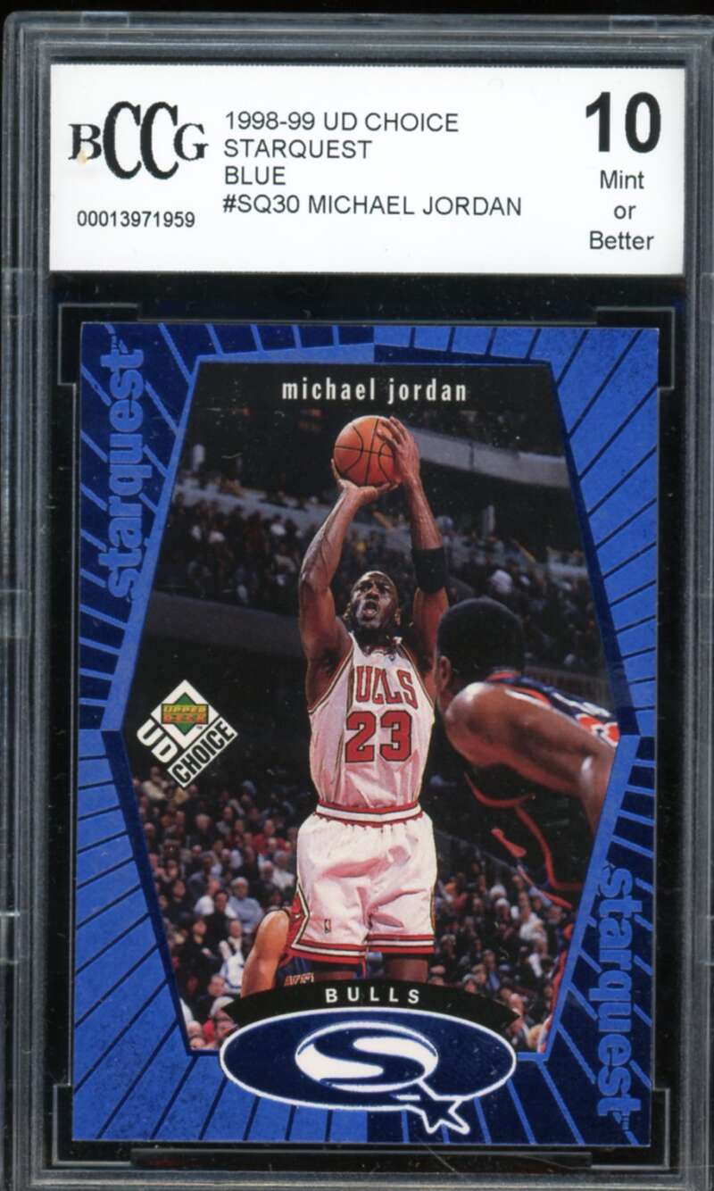 1998-99 UD Choice Starquest Blue #SQ30 Michael Jordan Card BGS BCCG 10 Mint+ Image 1