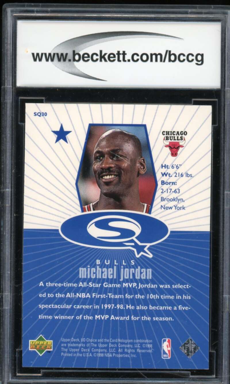 1998-99 UD Choice Starquest Blue #SQ30 Michael Jordan Card BGS BCCG 10 Mint+ Image 2