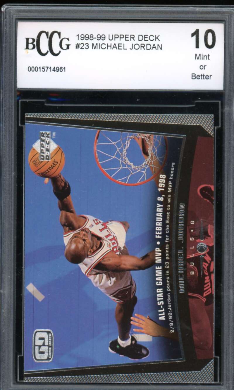 1998-99 Upper Deck #23 Michael Jordan Card BGS BCCG 10 Mint+ Image 1