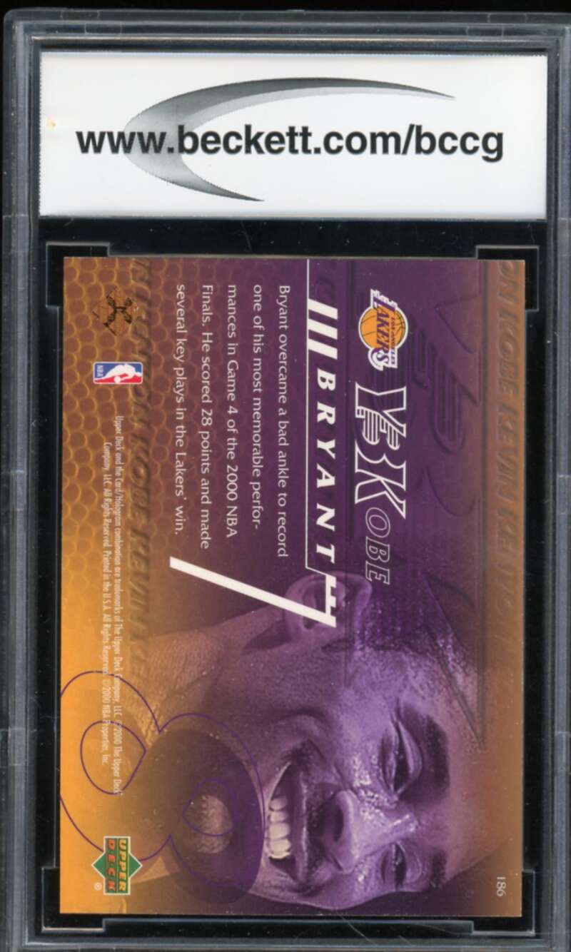 2000-01 Upper Deck #186 Kobe Bryant Card BGS BCCG 10 Mint+ Image 2