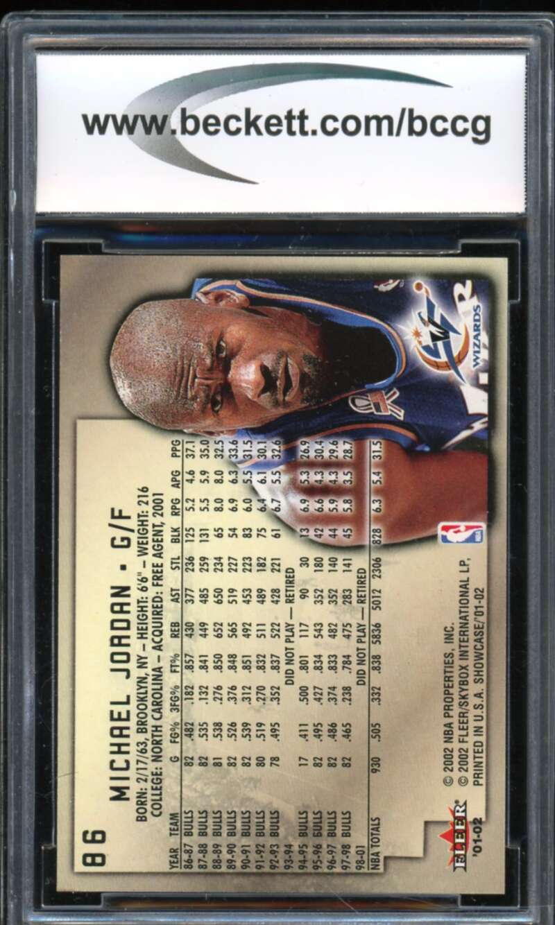 2001-02 Fleer Showcase #86 Michael Jordan Card BGS BCCG 10 Mint+ Image 2