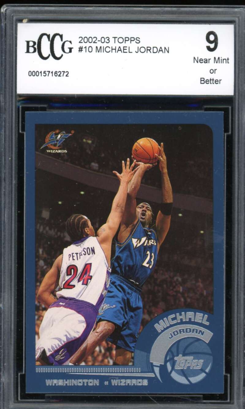 2002-03 Topps #10 Michael Jordan Card BGS BCCG 9 Near Mint+ Image 1