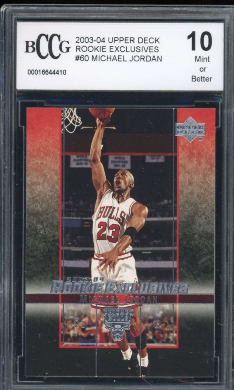 2003-04 Upper Deck Rookie Exclusives #60 Michael Jordan Card BGS BCCG 10 Mint+ Image 1