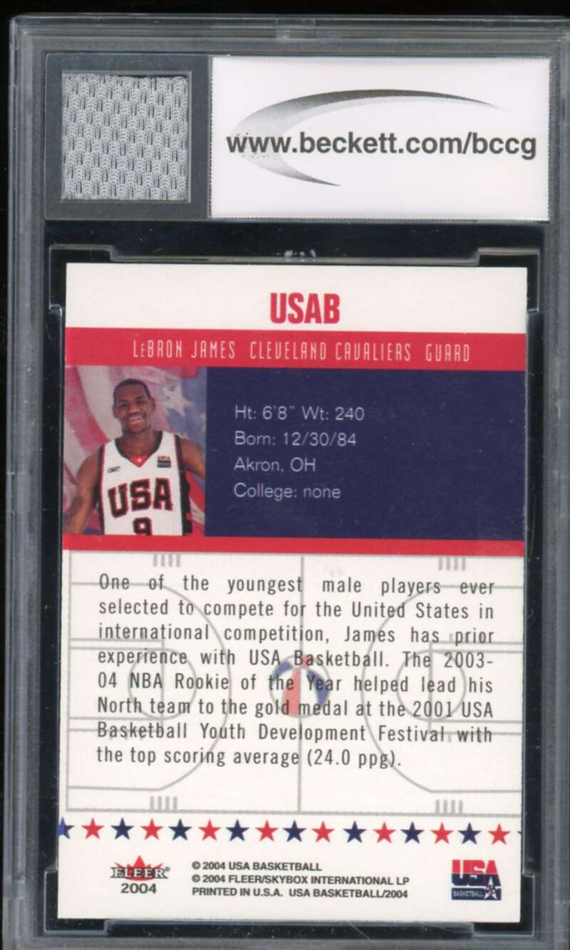 2004 Fleer USA #7 LeBron James Card BGS BCCG 10 Mint+ Image 2