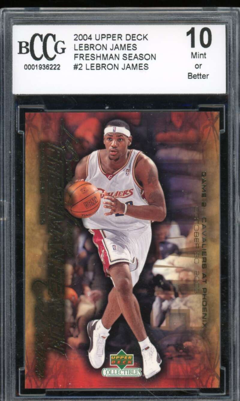 2004 Upper Deck Freshman Season #2 LeBron James Card BGS BCCG 10 Mint+ Image 1