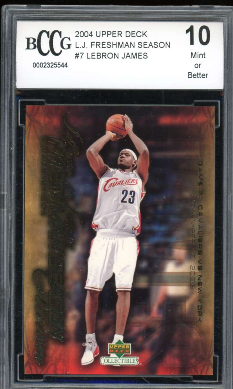 2004 Upper Deck Freshman Season #7 LeBron James Card BGS BCCG 10 Mint+ Image 1