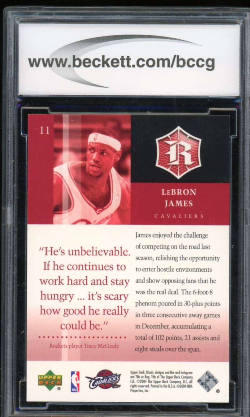 2004-05 Upper Deck Rivals Box Set #11 LeBron James Card BGS BCCG 10 Mint+ Image 2