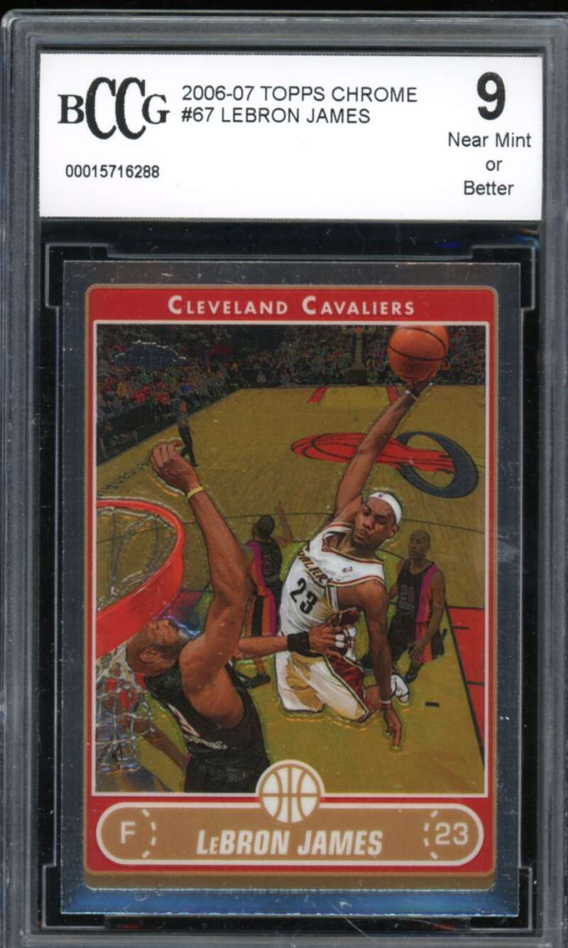 2006-07 Topps Chrome #67 LeBron James Card BGS BCCG 9 Near Mint+ Image 1