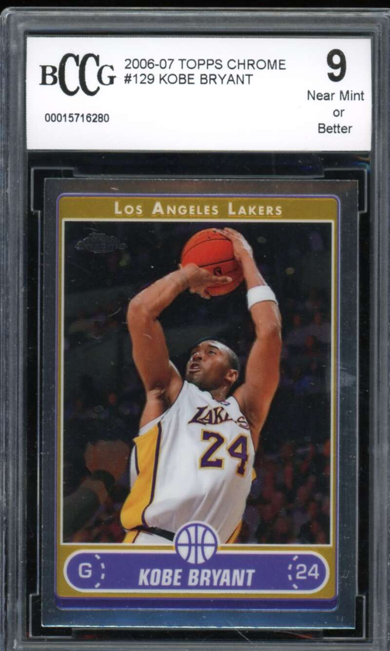 2006-07 Topps Chrome #129 Kobe Bryant Card BGS BCCG 9 Near Mint+ Image 1