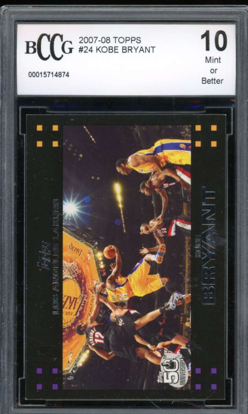 2007-08 Topps #24 Kobe Bryant Card BGS BCCG 10 Mint+ Image 1