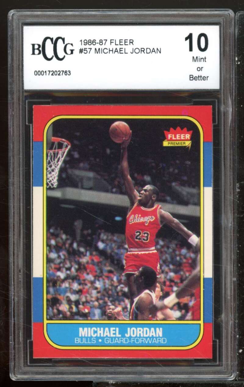 1986-87 fleer #57 MICHAEL JORDAN chicago bulls rookie card BGS BCCG 10 Image 1