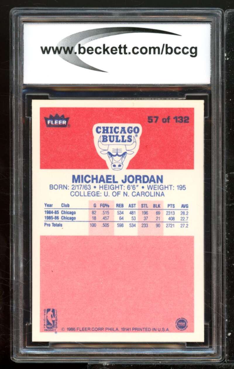 1986-87 fleer #57 MICHAEL JORDAN chicago bulls rookie card BGS BCCG 10 Image 2