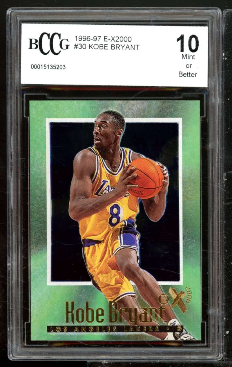 1996-97 E-X2000 #30 Kobe Bryant Rookie Card BGS BCCG 10 Mint+ Image 1