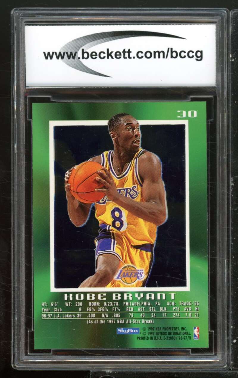 1996-97 E-X2000 #30 Kobe Bryant Rookie Card BGS BCCG 10 Mint+ Image 2