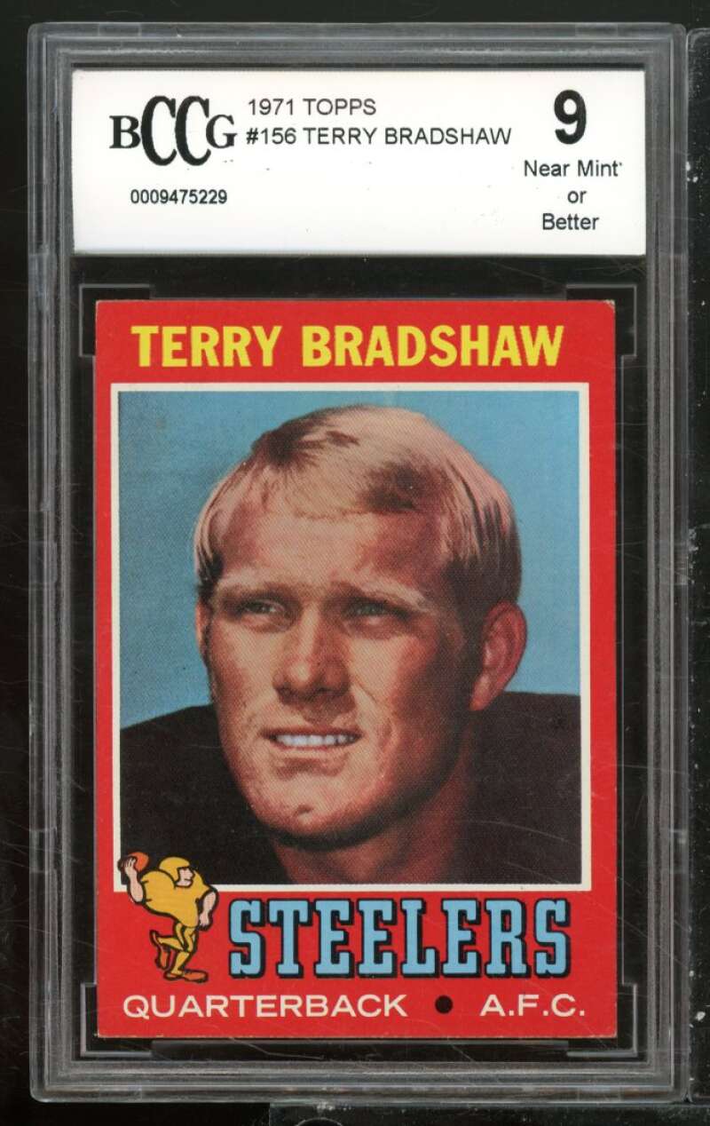 1971 Topps #156 Terry Bradshaw Rookie Card BGS BCCG 9 Near Mint+ Image 1