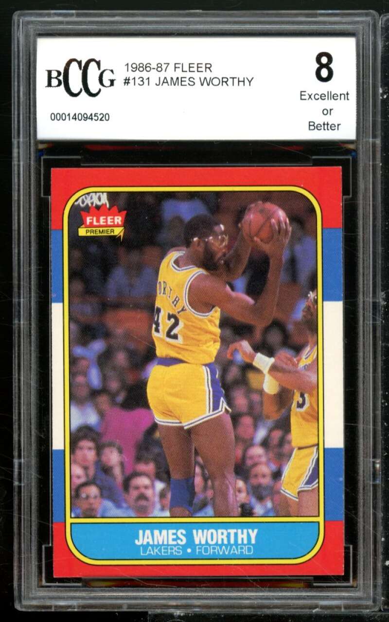 1986-87 Fleer #131 James Worthy Rookie Card BGS BCCG 8 Excellent+ Image 1