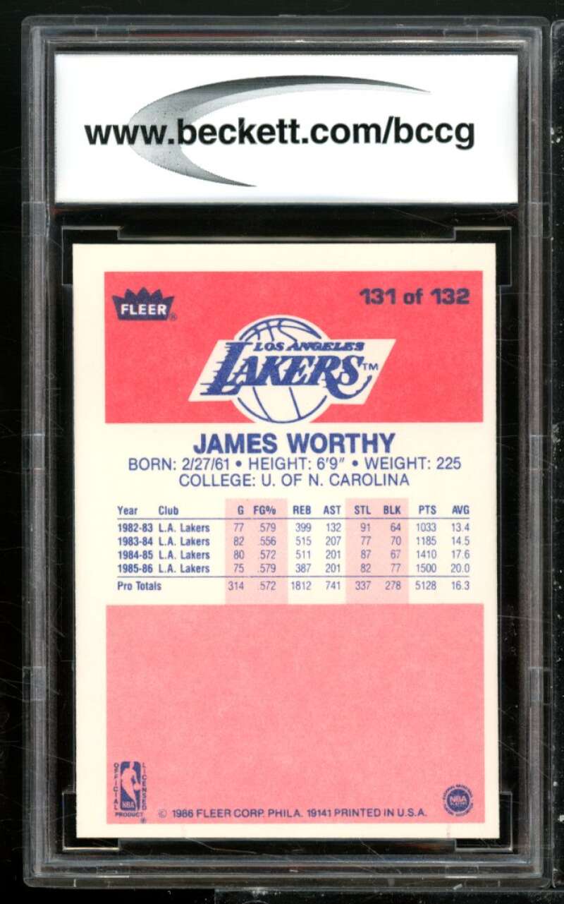 1986-87 Fleer #131 James Worthy Rookie Card BGS BCCG 8 Excellent+ Image 2