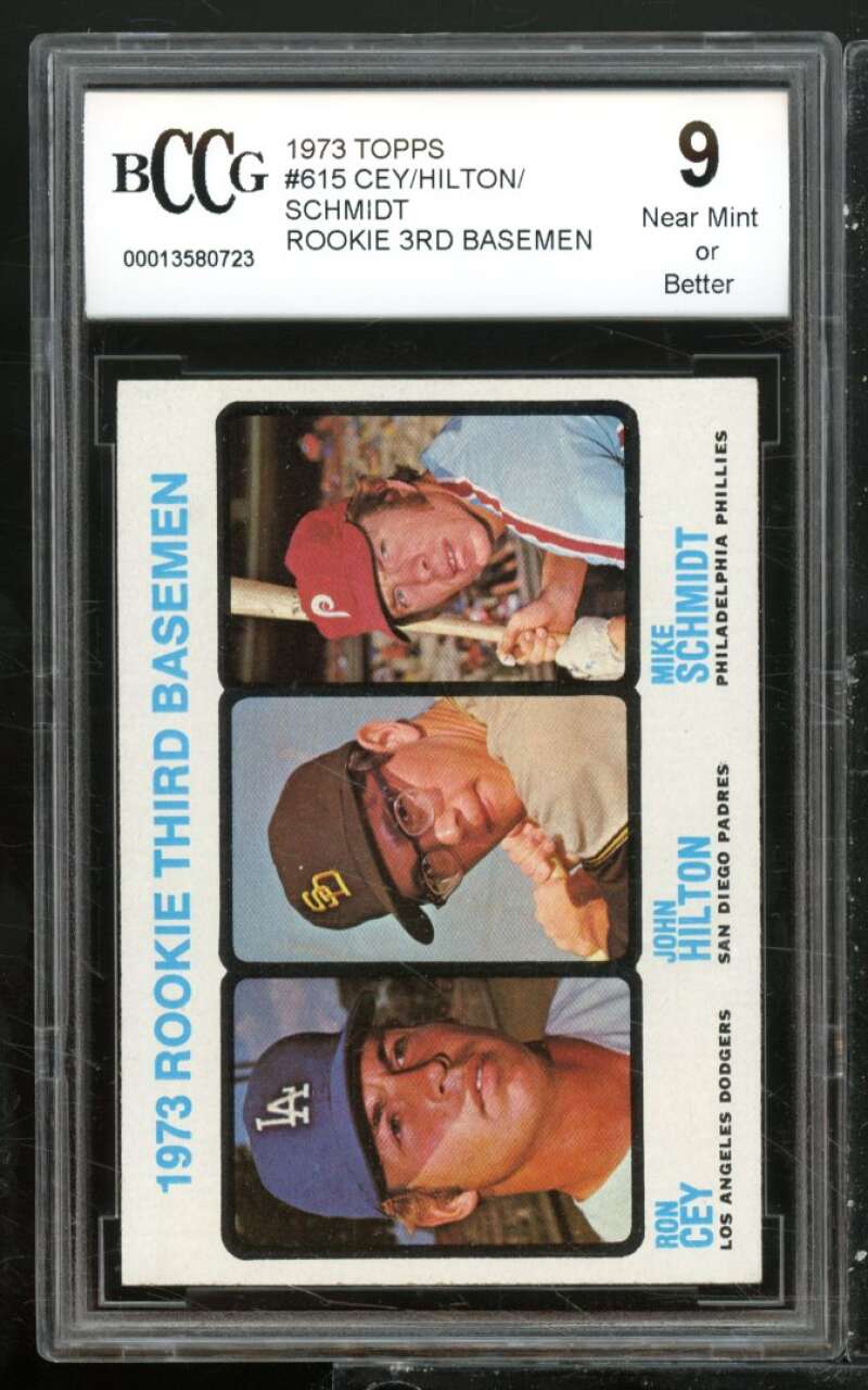 1973 Topps #615 Rookie Ron Cey / Mike Schmidt Rookie Card BGS BCCG 9 Near Mint+ Image 1