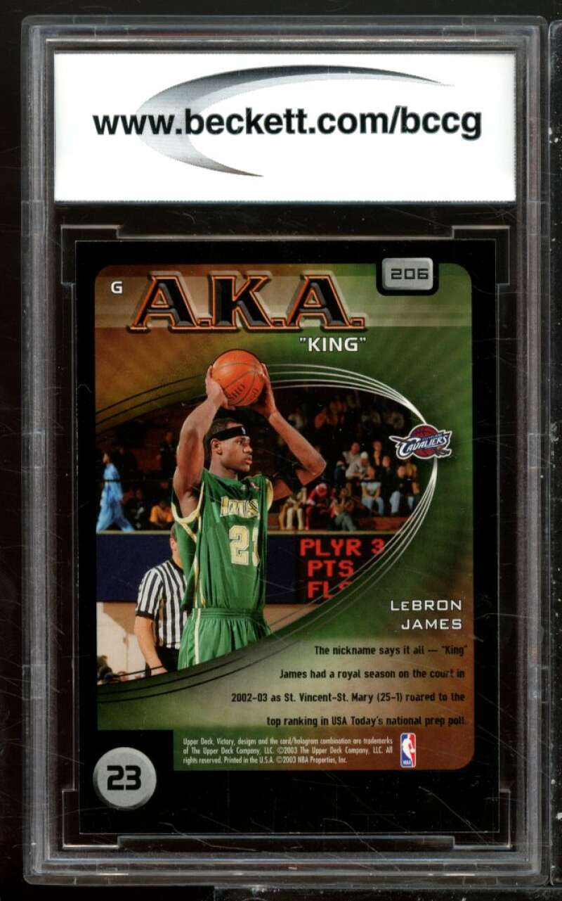 2003-04 Upper Deck Victory #206 Lebron James Rookie Card BGS BCCG 10 Mint+ Image 2