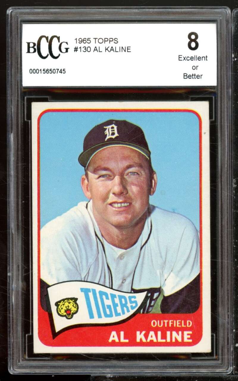 1965 Topps #130 Al Kaline Card BGS BCCG 8 Excellent+ Image 1