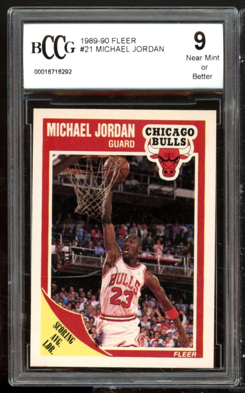 1989-90 Fleer #21 Michael Jordan Card BGS BCCG 9 Near Mint+ Image 1