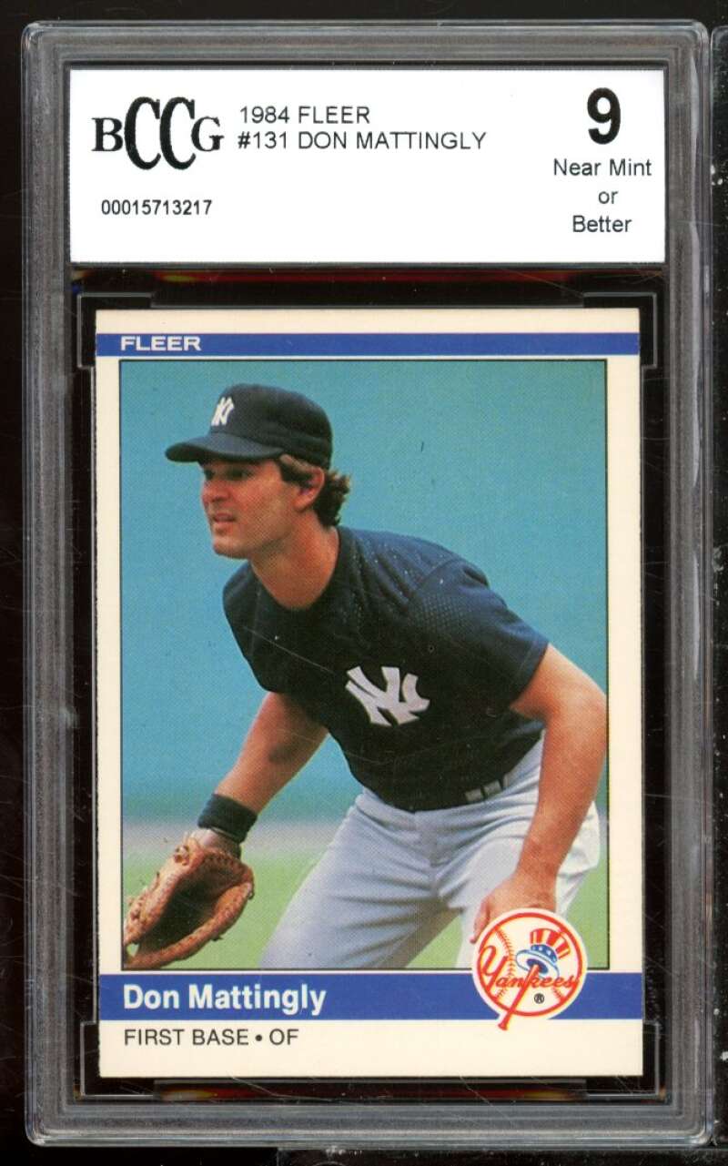 1984 Fleer #131 Don Mattingly Rookie Card BGS BCCG 9 Near Mint+ Image 1