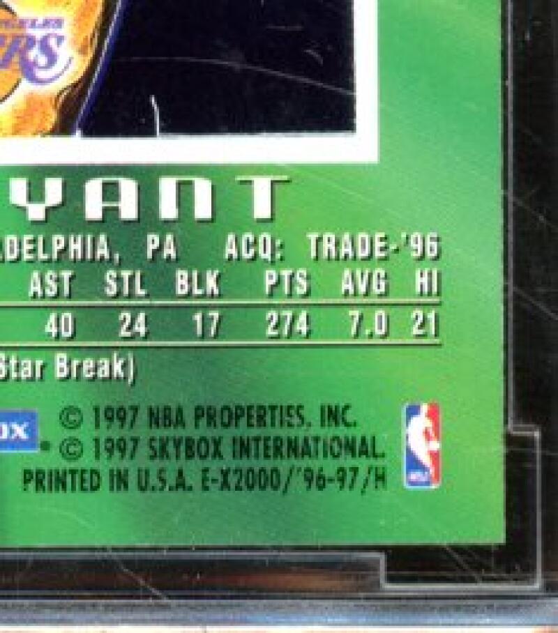 1996-97 E-X2000 #30 Kobe Bryant Rookie Card BGS BCCG 10 Mint+ Image 9