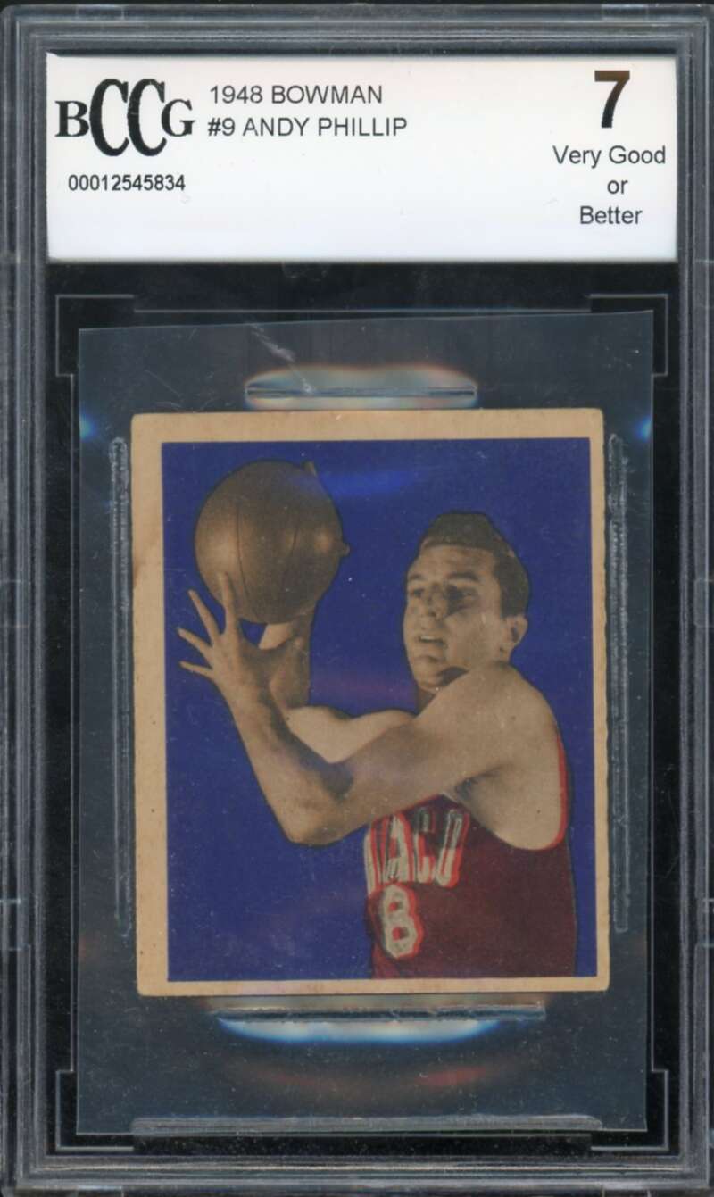 1948 Bowman #9 Andy Phillip Rookie Card BGS BCCG 7 Very Good+ Image 1