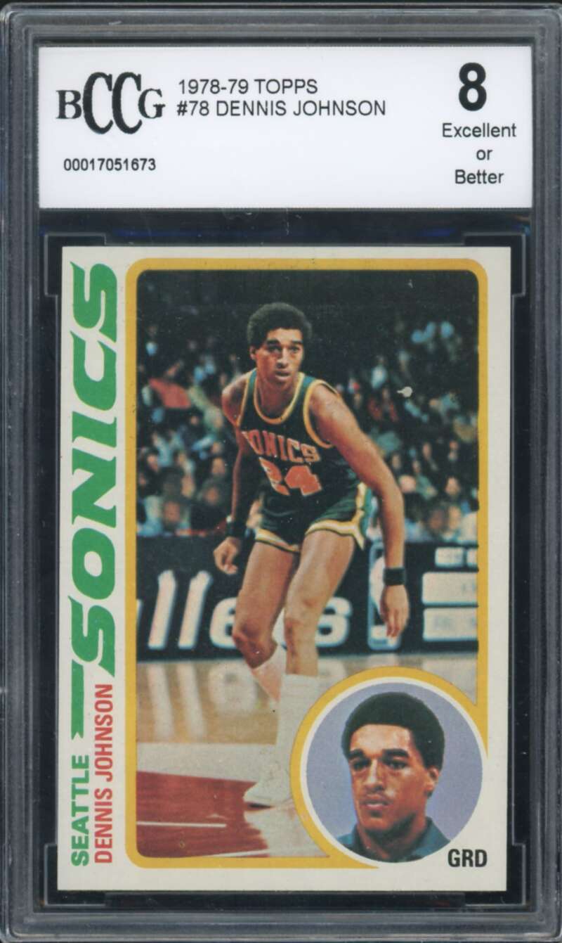 1978-79 Topps #78 Dennis Johnson Rookie Card BGS BCCG 8 Excellent+ Image 1