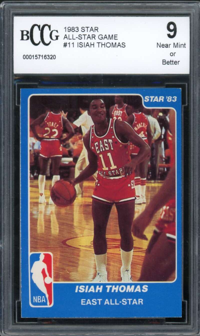 1983 Star All-Star Game #11 Isiah Thomas Rookie Card BGS BCCG 9 Near Mint+ Image 1