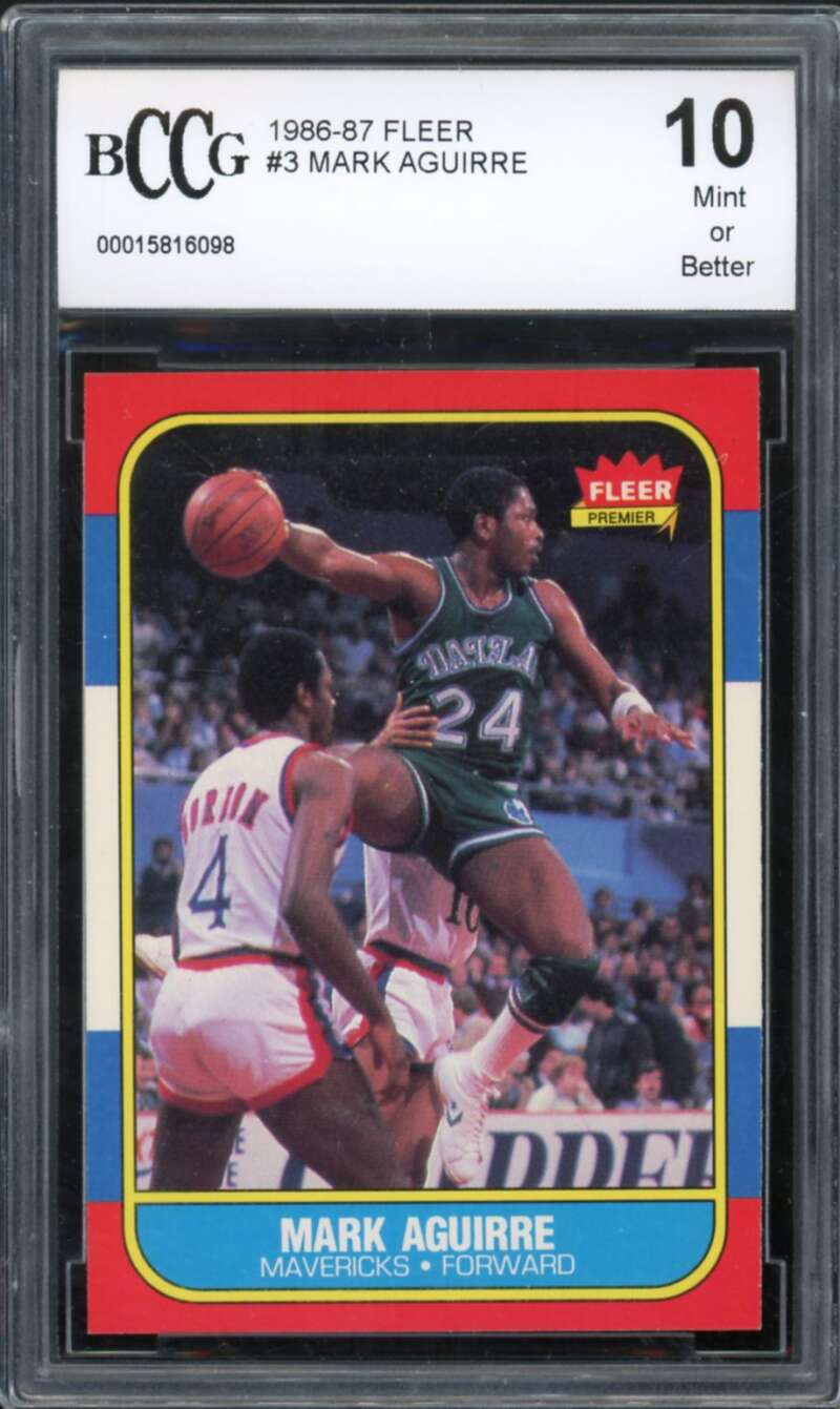 1986-87 Fleer #3 Mark Aguirre Rookie Card BGS BCCG 10 Mint+ Image 1