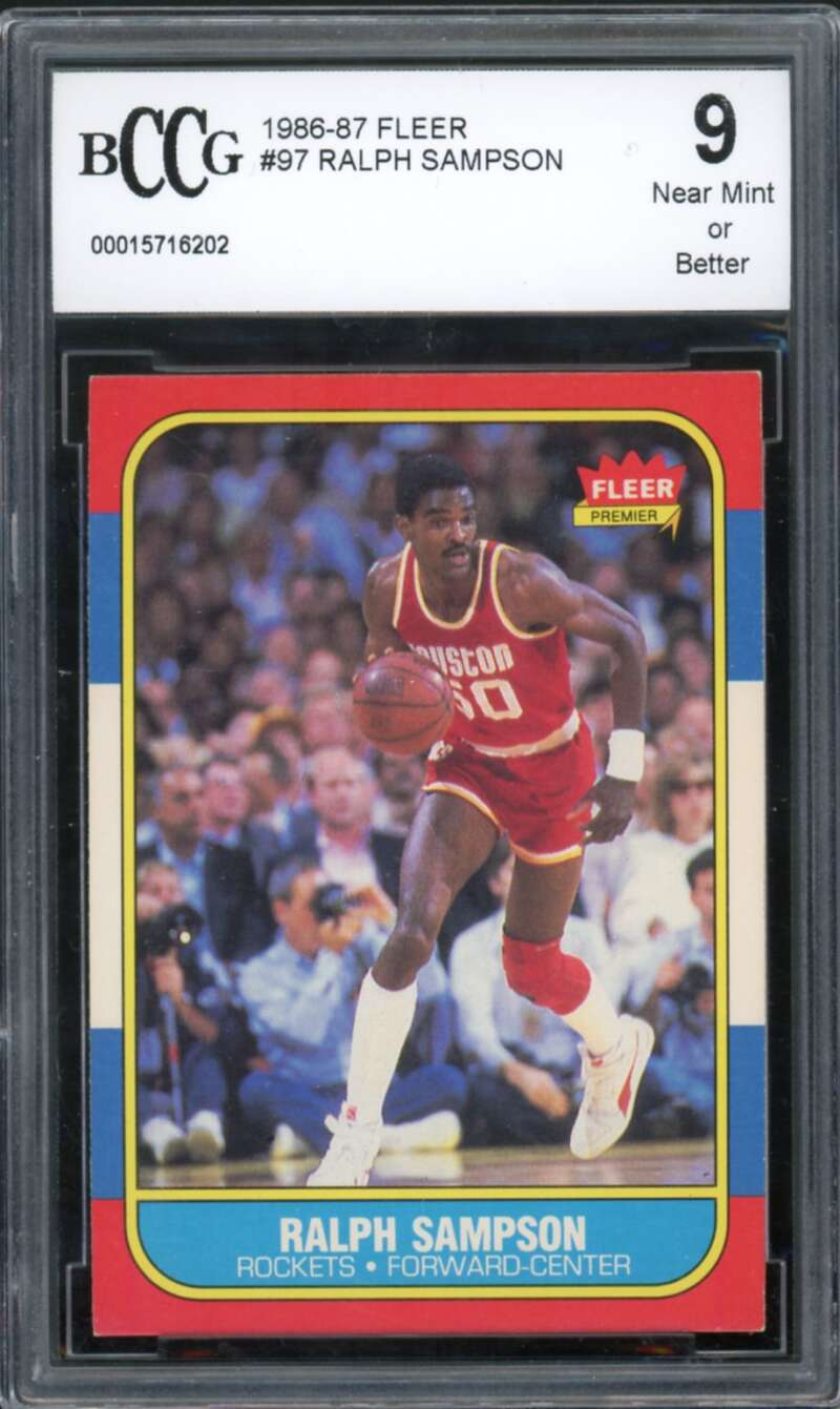 1986-87 Fleer #97 Ralph Sampson Rookie Card BGS BCCG 9 Near Mint+ Image 1